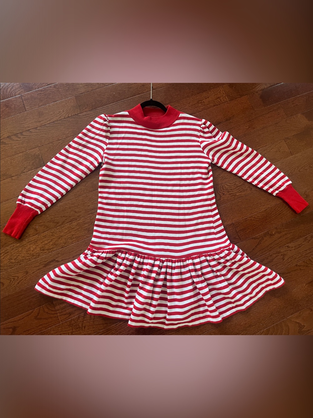 Vintage Red and White Striped Midi Dress